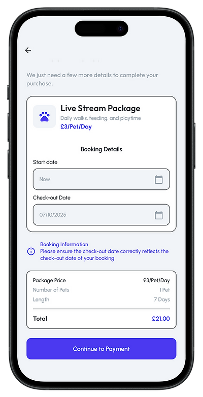 Woof Watch camera date controls for secure customer viewing access